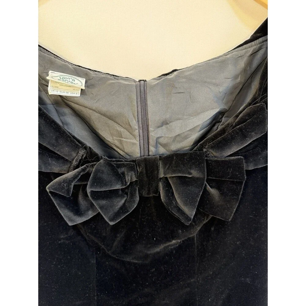 Vintage 80's Laura Ashley Velvet Dress sz 8  Cocktail  Party elegant made in UK - Picture 9 of 10